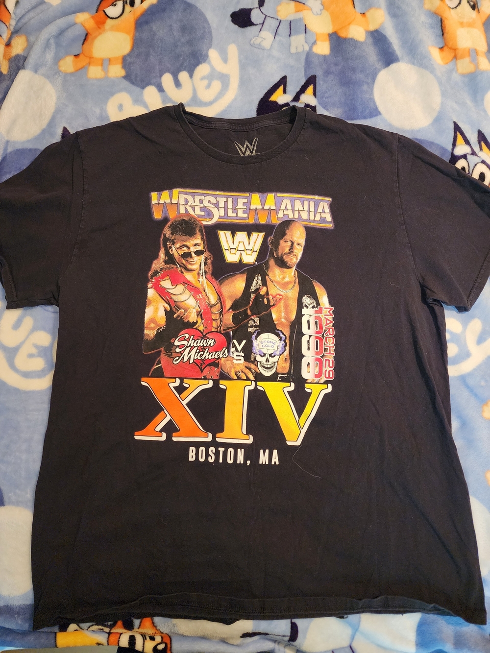 WrestleMania XIV Boston Graphic Tee - Black with Colorful Print Mens XL